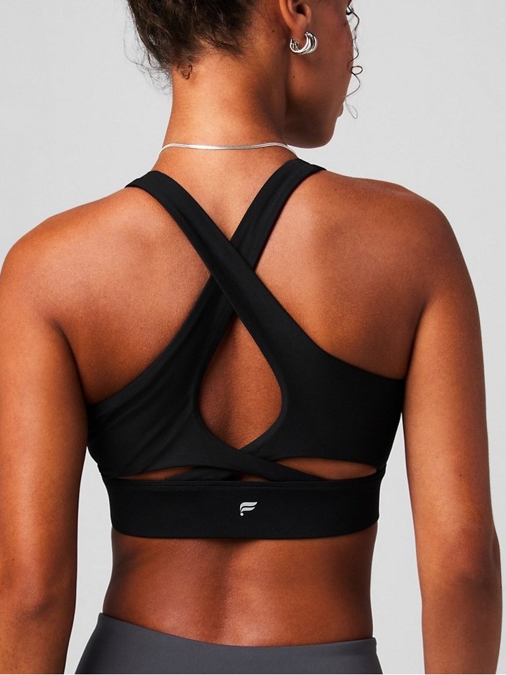 Fabletics No Bounce High Impact Black Cross-Back Sports Bra Sz-M. Z12